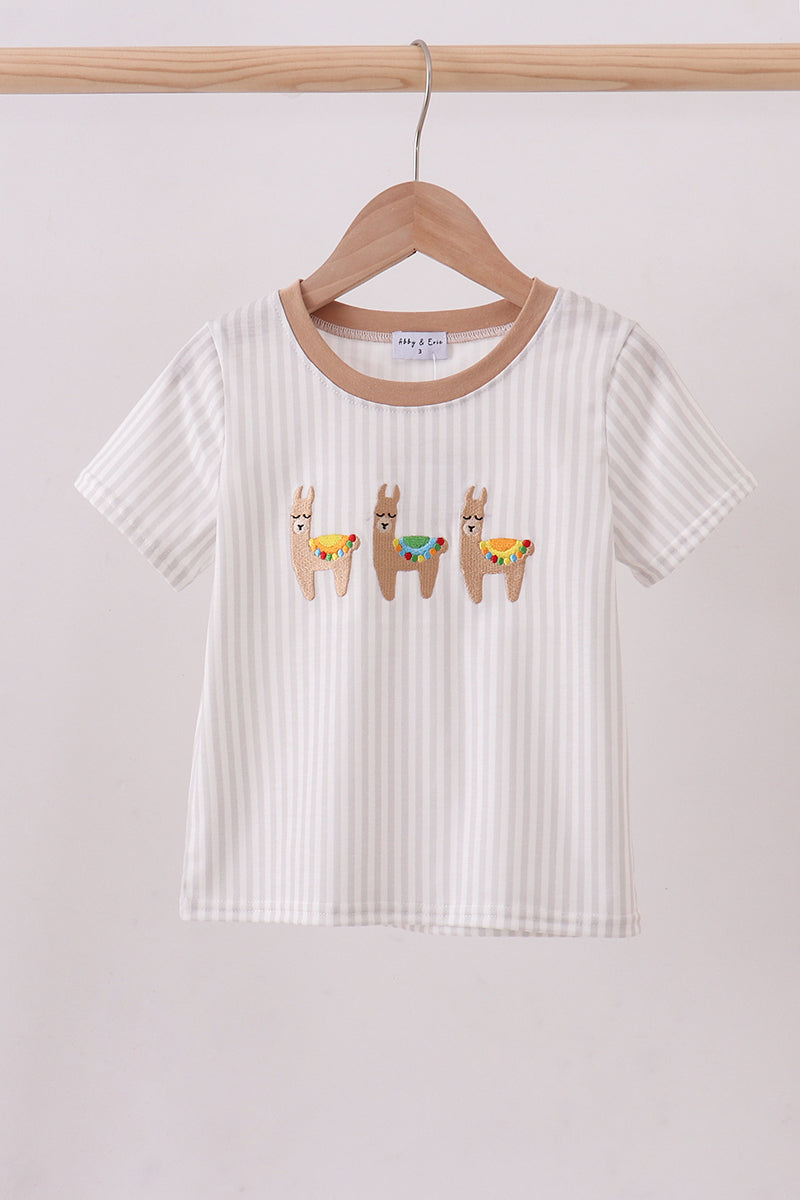Brown alpaca embroidery top