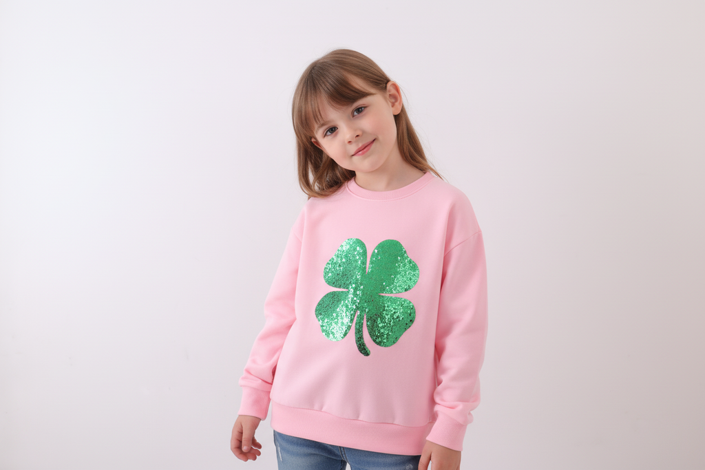 Pink clover glitter mom&me top