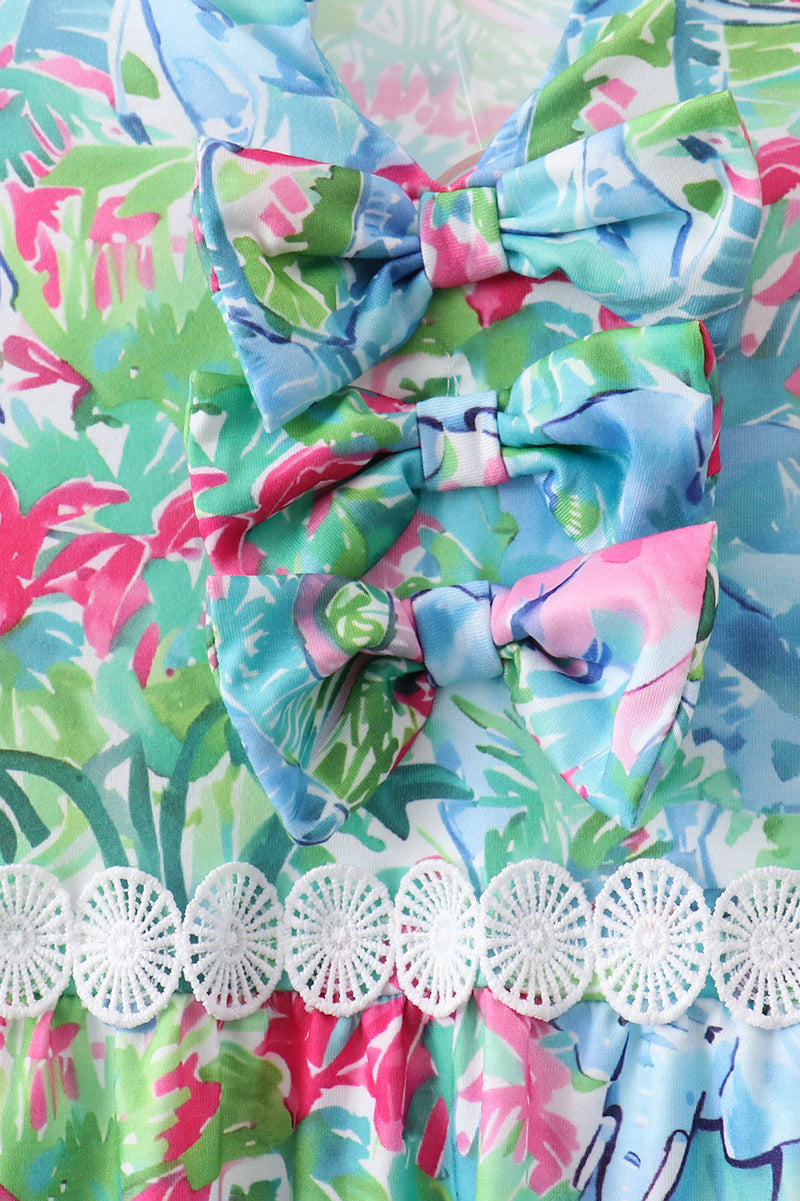 Green tropical garden dress