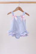 Blue Stripe One-Piece Seersucker Swimsuit