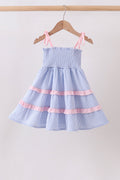Blue Stripe Smocked Seersucker Mom Dress