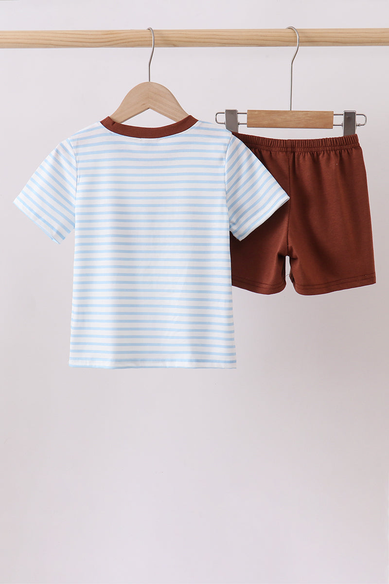 Blue Sports Ball Stripe Applique Set