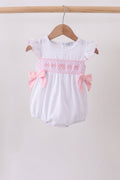 White Bow Smocked Jacquard Bubble