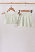 Green Scalloped Yoga Skorts Set