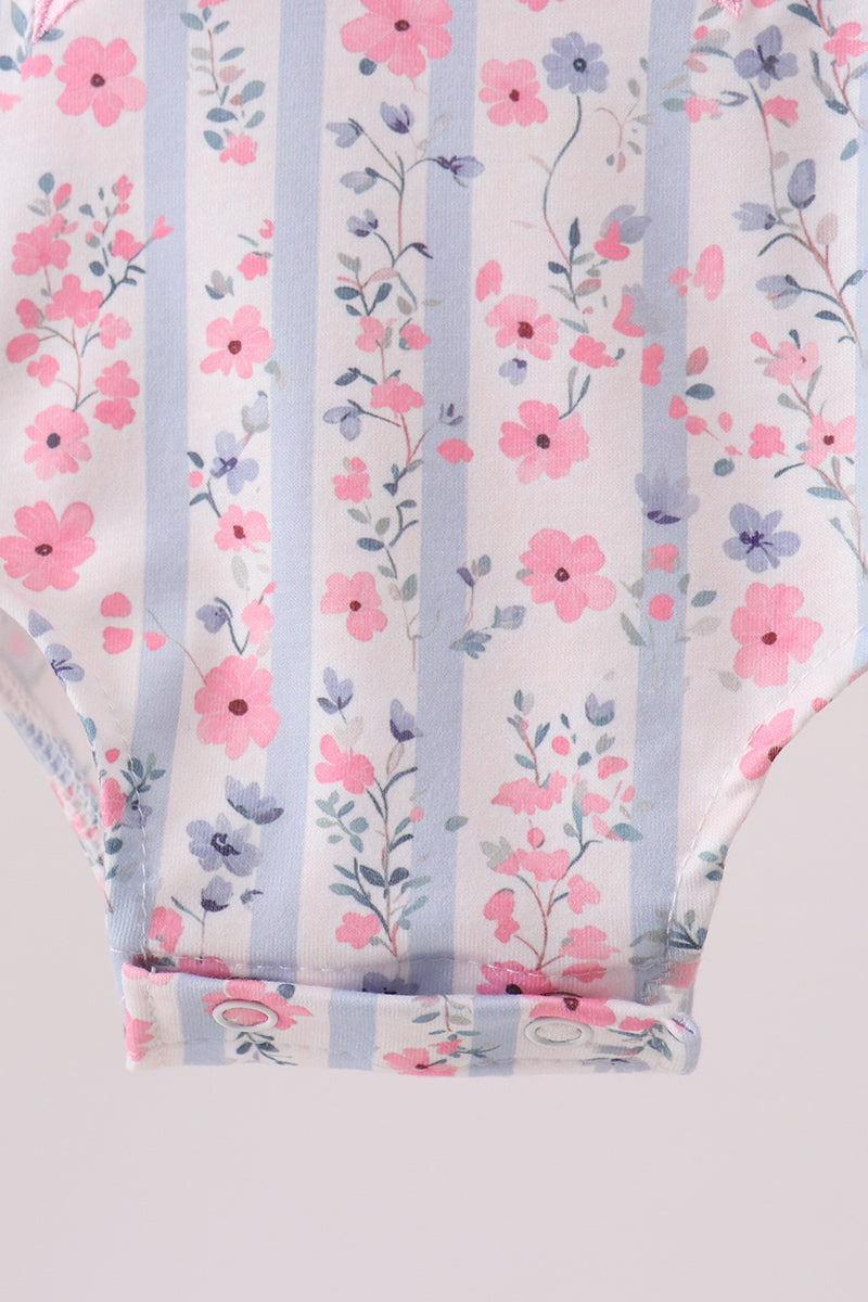 Pink Floral Bow Applique Bow Bubble