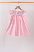 Pink Hydrangea Bow Smocked Dress