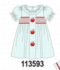 Blue Apple Smocked Dress