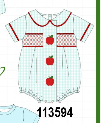 Blue Apple Smocked Bubble
