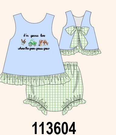 Blue Farm Embroidered Bloomer Set
