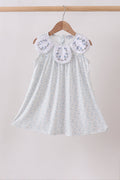 Blue Floral Embroidered Dress