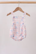 Pink Gingham Bow Print Lace Bubble