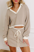 Beige Raw Edge Skirt Set RTS