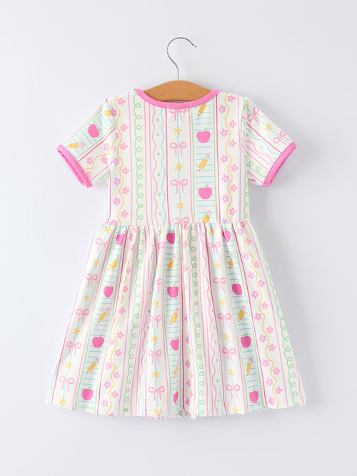 Back to School Girl Short Sleeve Dress Pocket Detail