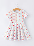 Back to School Apple Bow Stripe Girls Dress