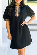 Leopard Patchwork Quarter Zip Mini Dress