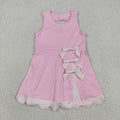 Pink Performance Bow Sash Scalloped Dress