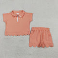 Coral Scalloped Polo Set