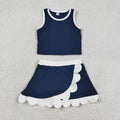 Navy Performance Scalloped Skorts Set
