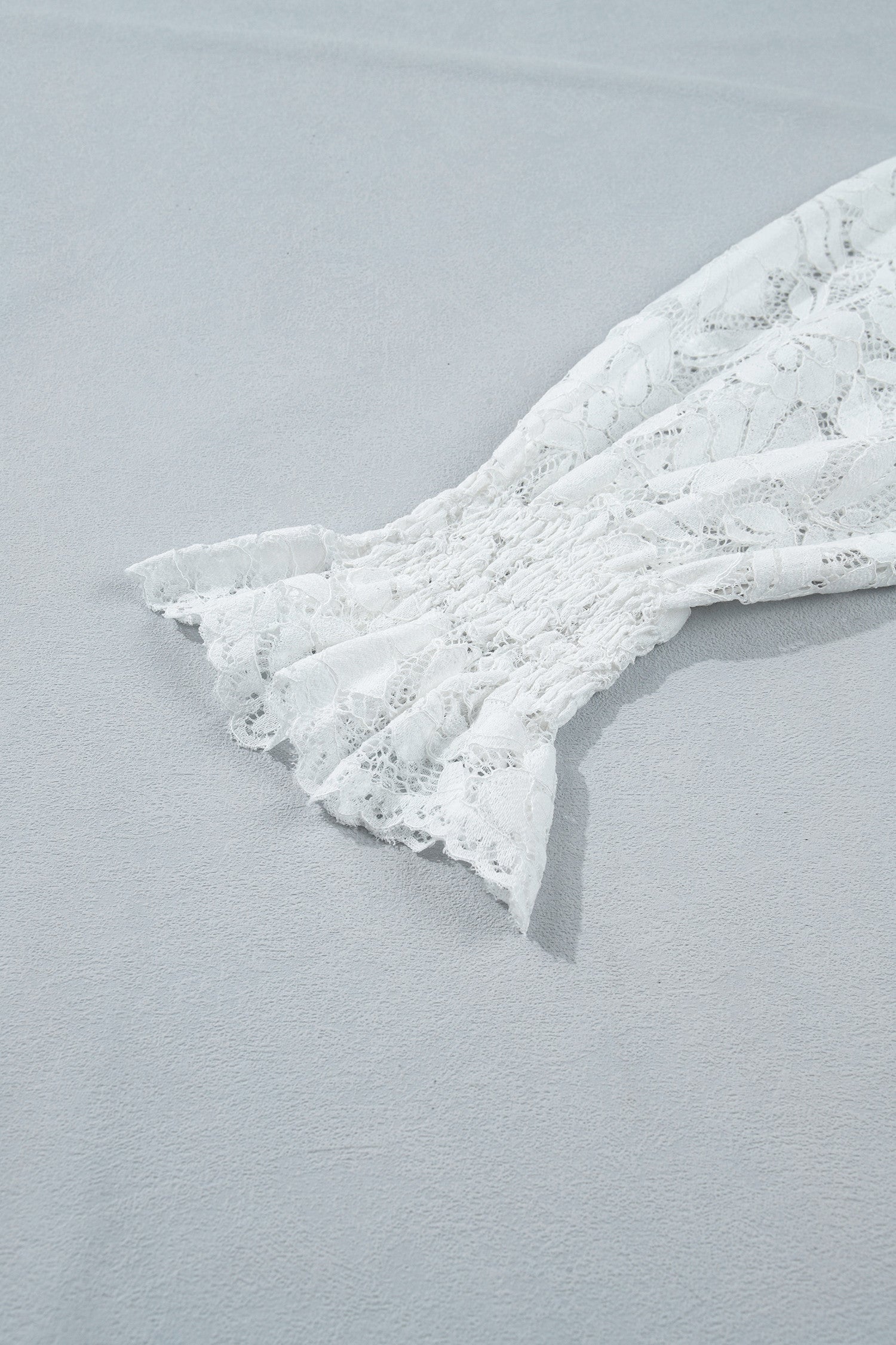 White Ruffled Sheer Lace Blouse