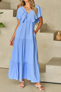 Light Blue Flutter Maxi Dress FB