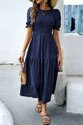 Sail Blue Textured Smocked Dress FB