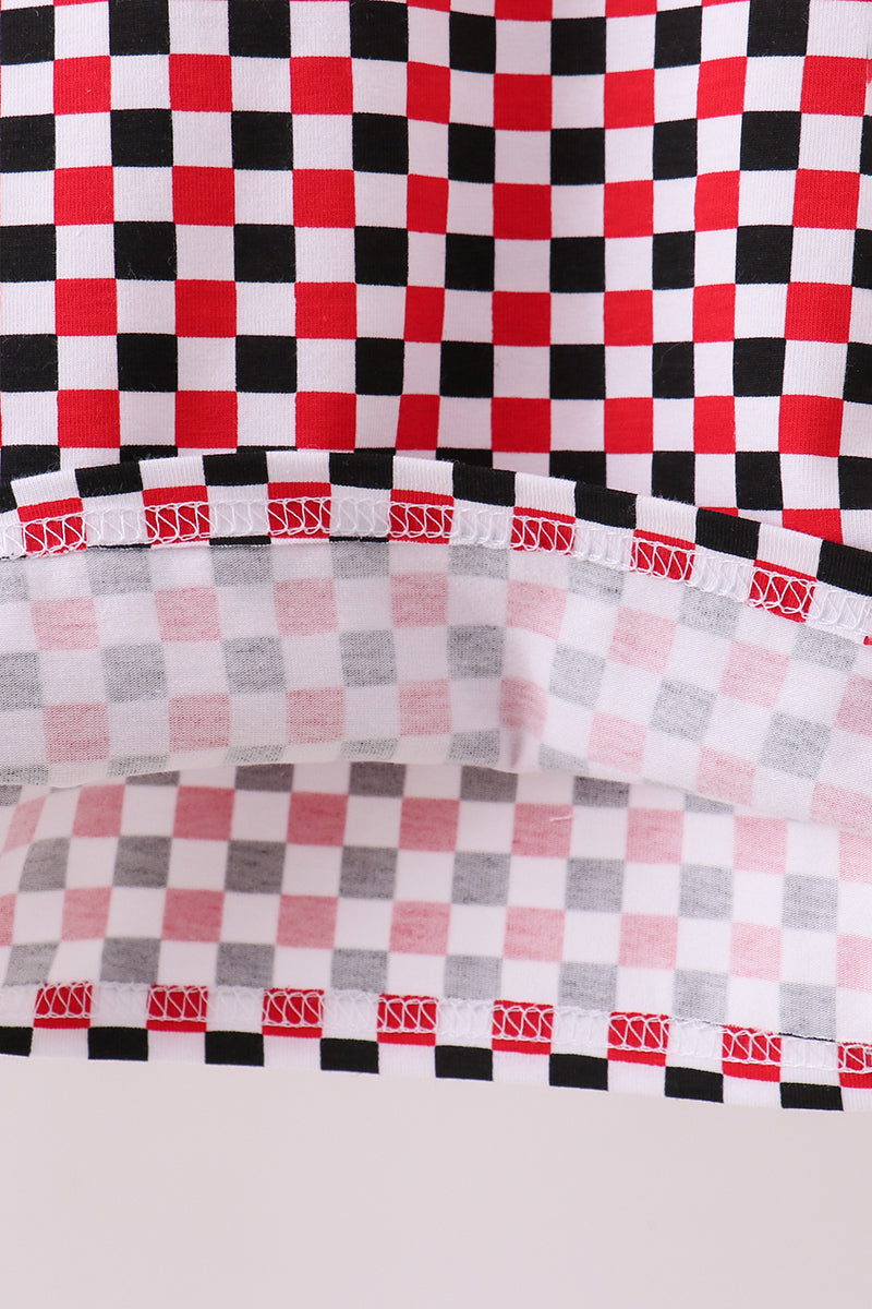 Checkered Georgia half zipper pullover top