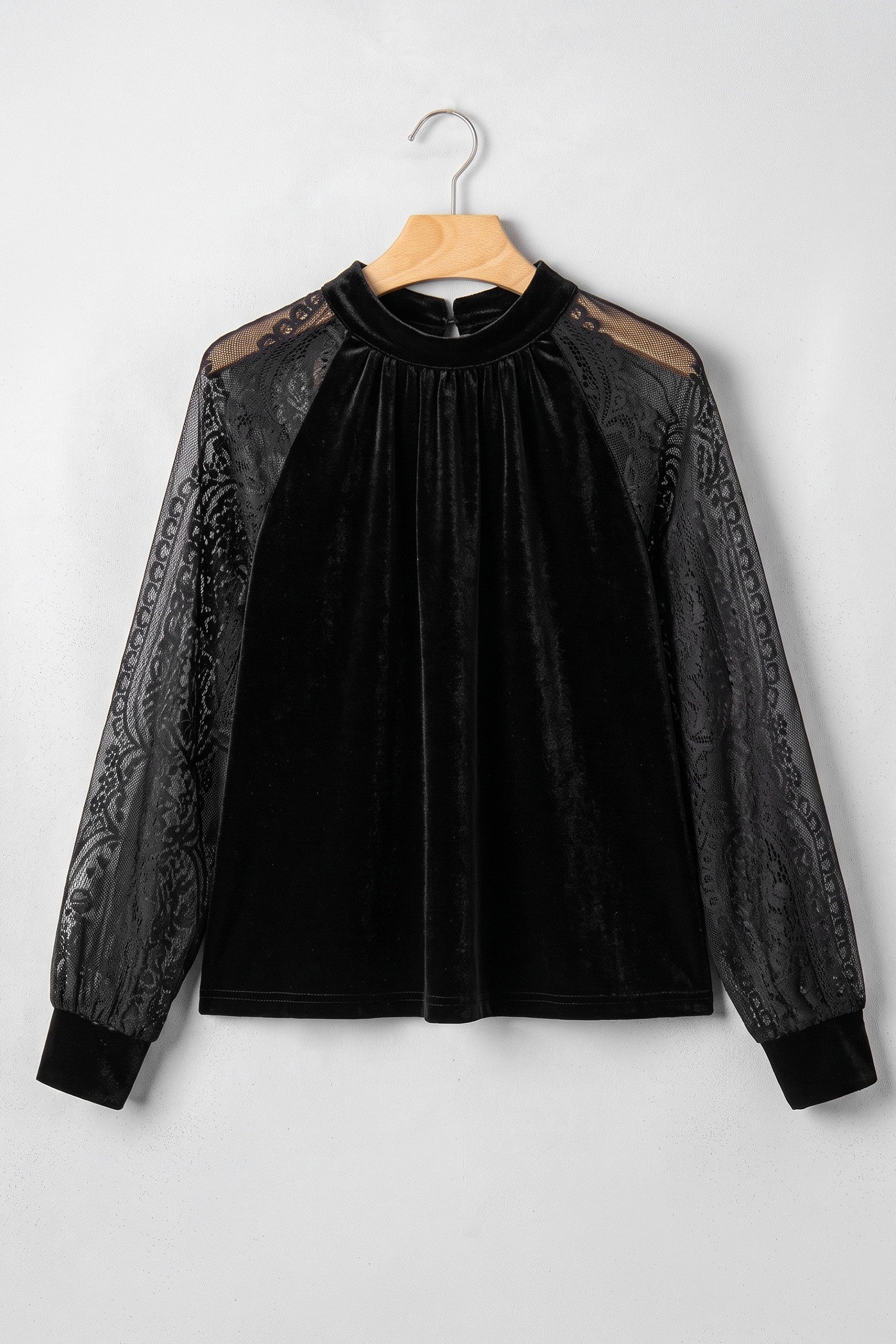 Black Lace Velvet Blouse
