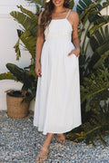 Beige Stripe High Waist Maxi Dress