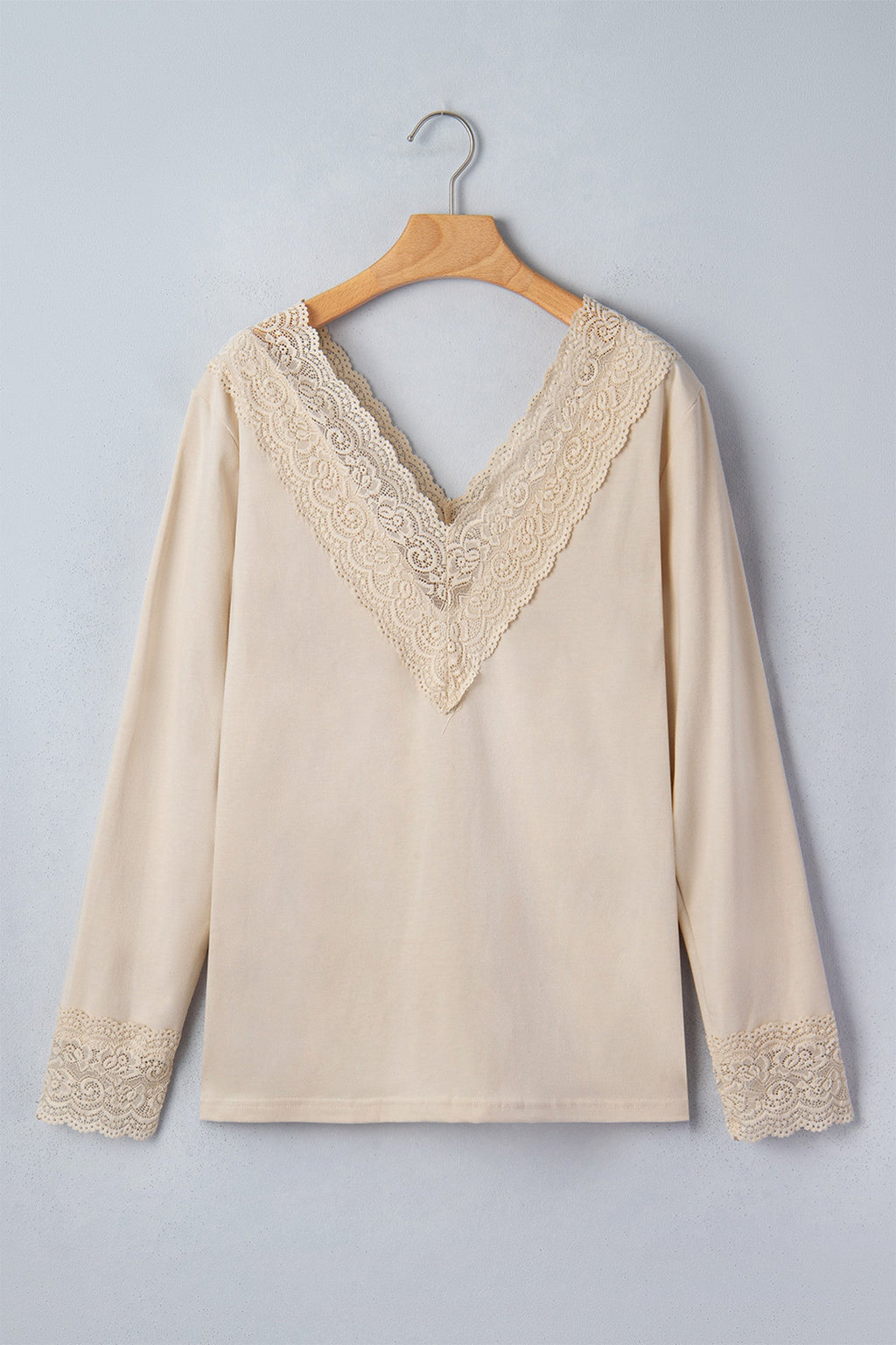 Lace Splicing V Neck Top