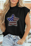 Black Rhinestone Star Top