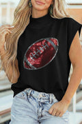 Black Sequin Football Top