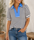 Stripe Polo Blouse