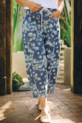 Blue Floral Barrel Jeans RTS