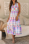 Blue Floral Frilly Dress