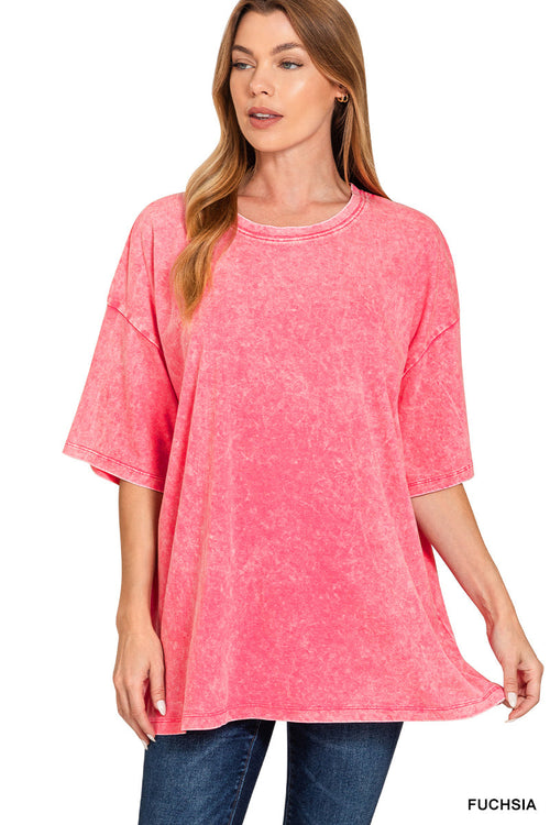 Acid-Wash Boyfriend Box Top Zenana RTS