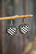 Checkered Heart Stud Earrings RTS