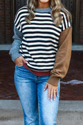 Colorblock Stripe Panel Sweater