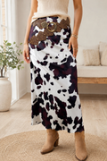 Cow Print Zip Up Skirt