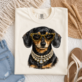 Rhinestone Necklace SH Black Dachshund Tee.