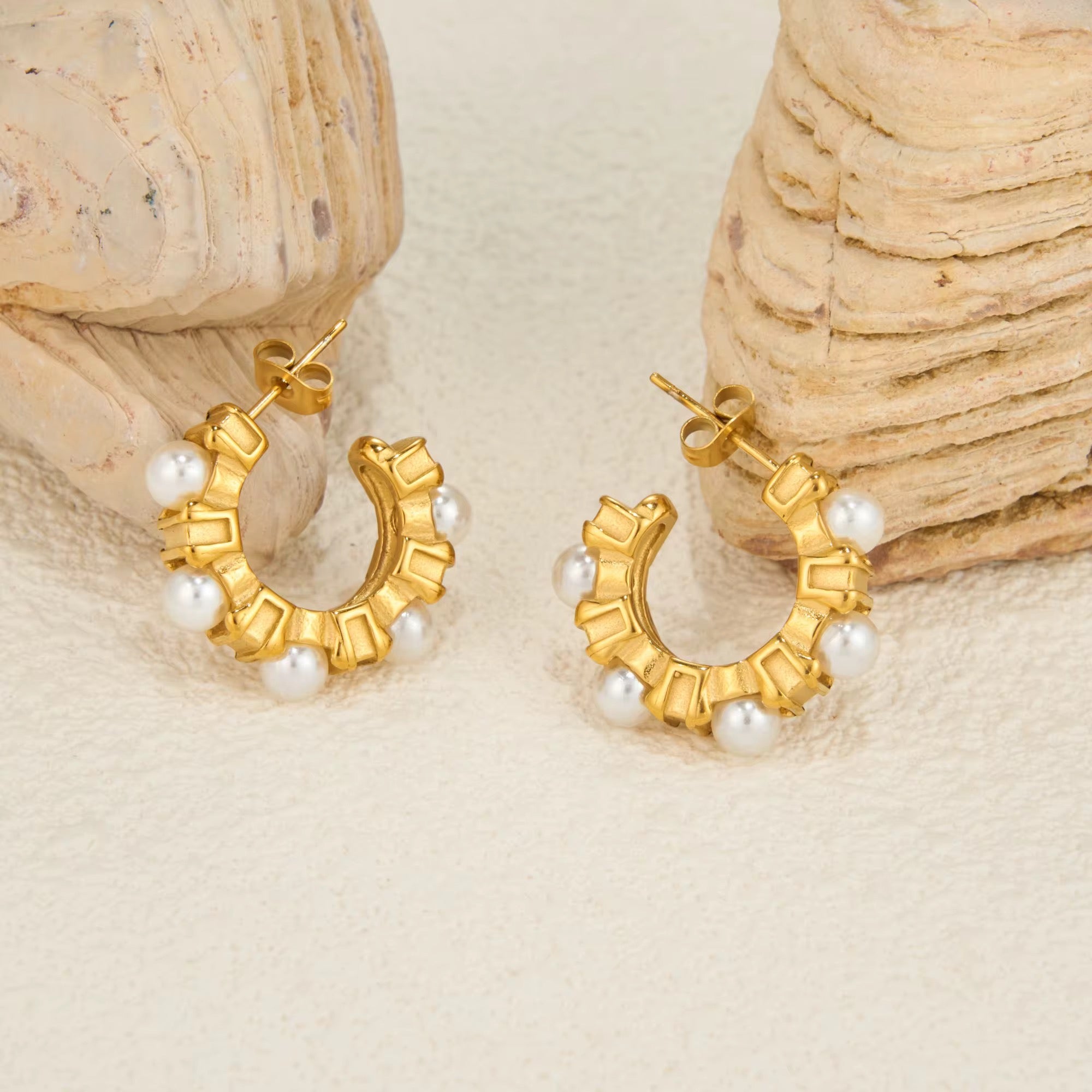 Pearl Hoop Earrings New RTS