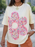 Floral Raw Seam Flower Top FB