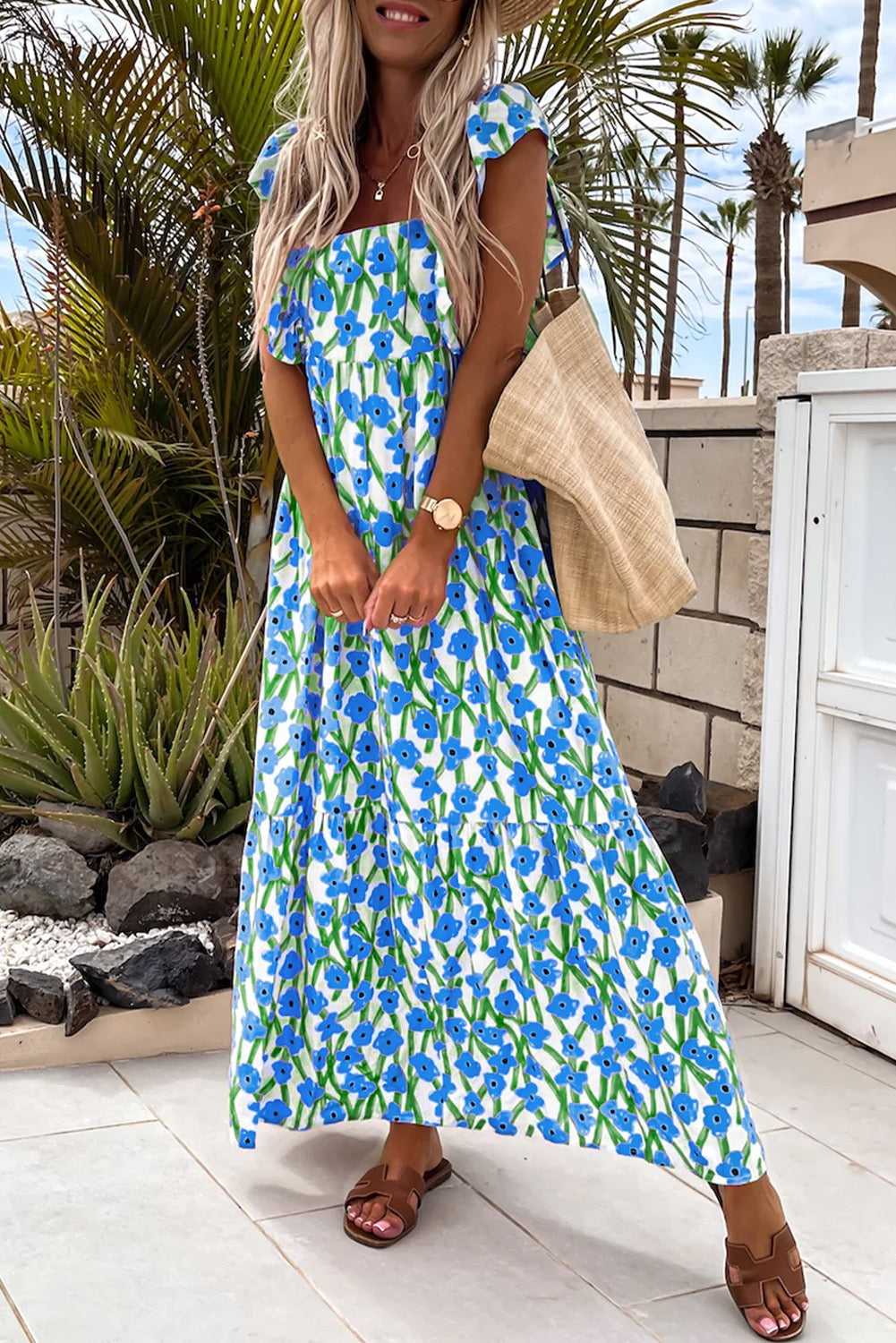 Floral Ruffle Strap Maxi FB