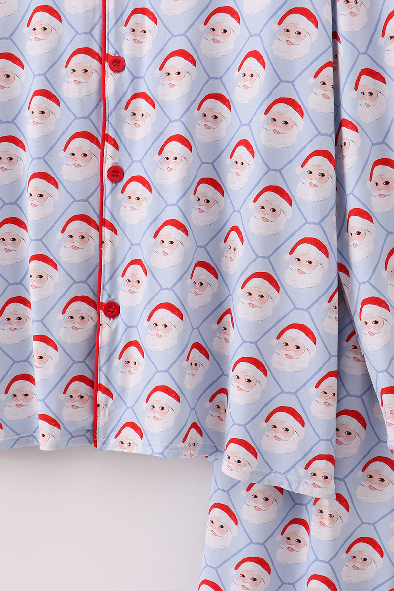 Blue santa claus bamboo dad pajamas set