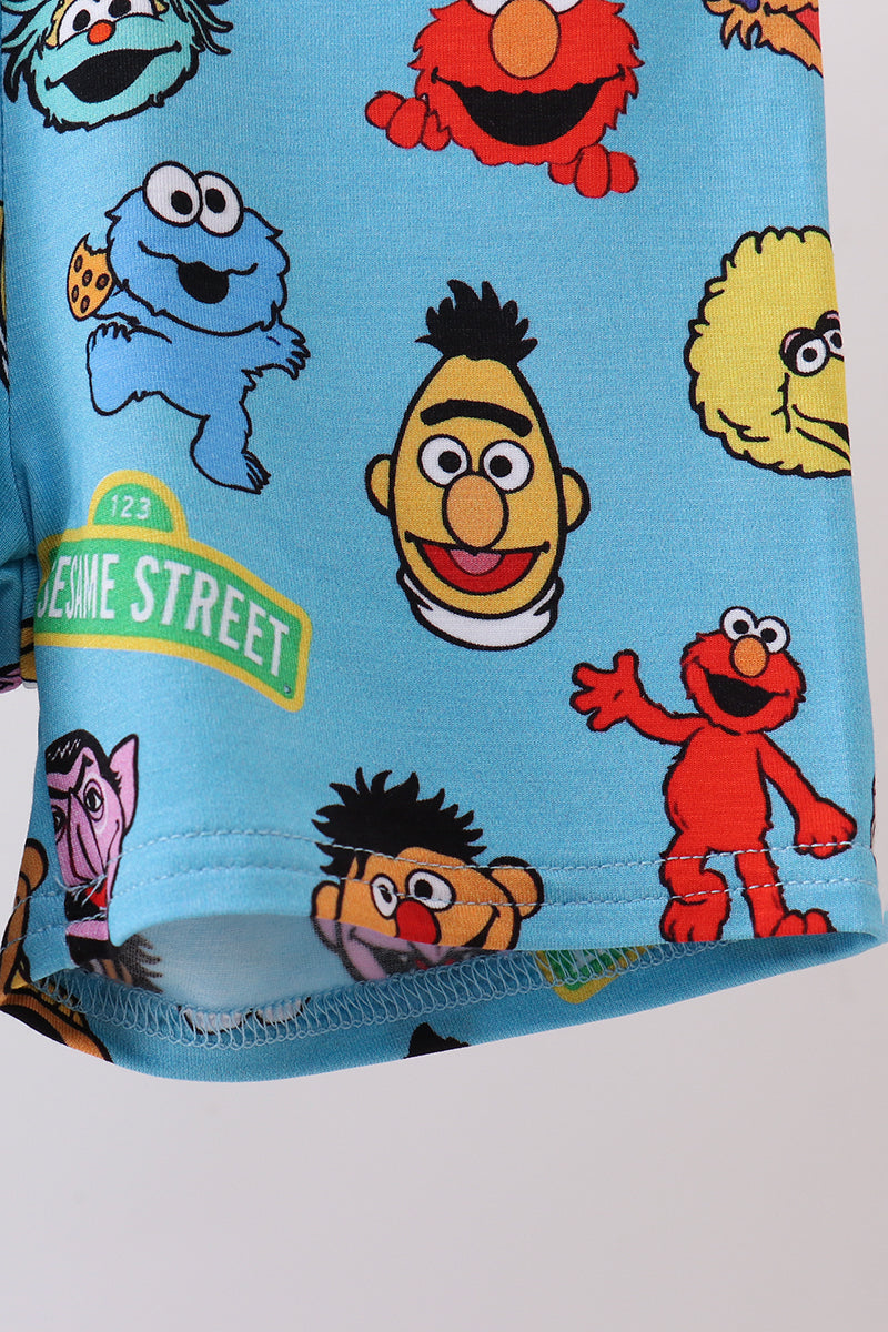 Blue character bamboo pajama set