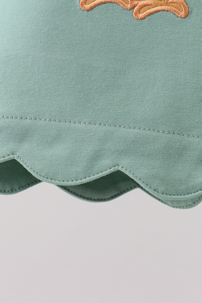 Sage Chicken Applique Bloomer Set