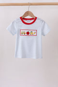 Blue Apple Bus Embroidered Top
