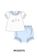 Blue Carousel Embroidered Bloomer Set