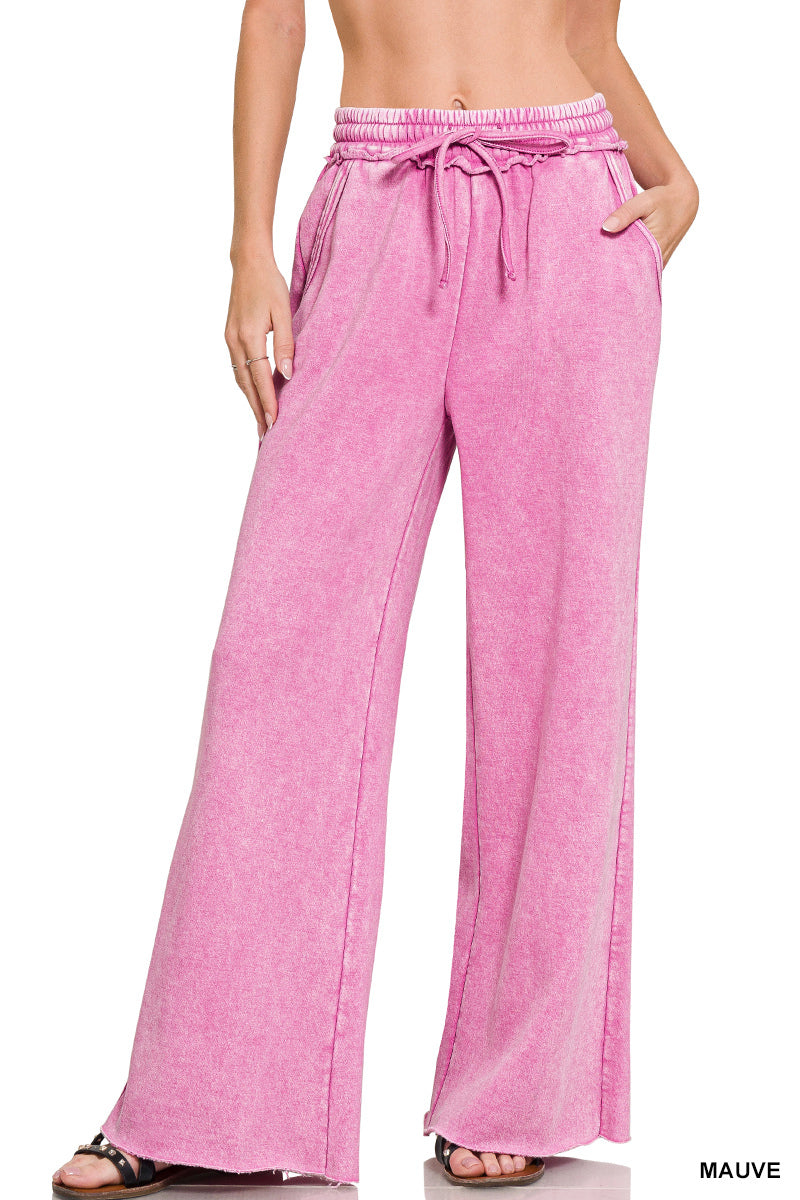 Acid Wash Fleece Sweatpants Zenana New RTS