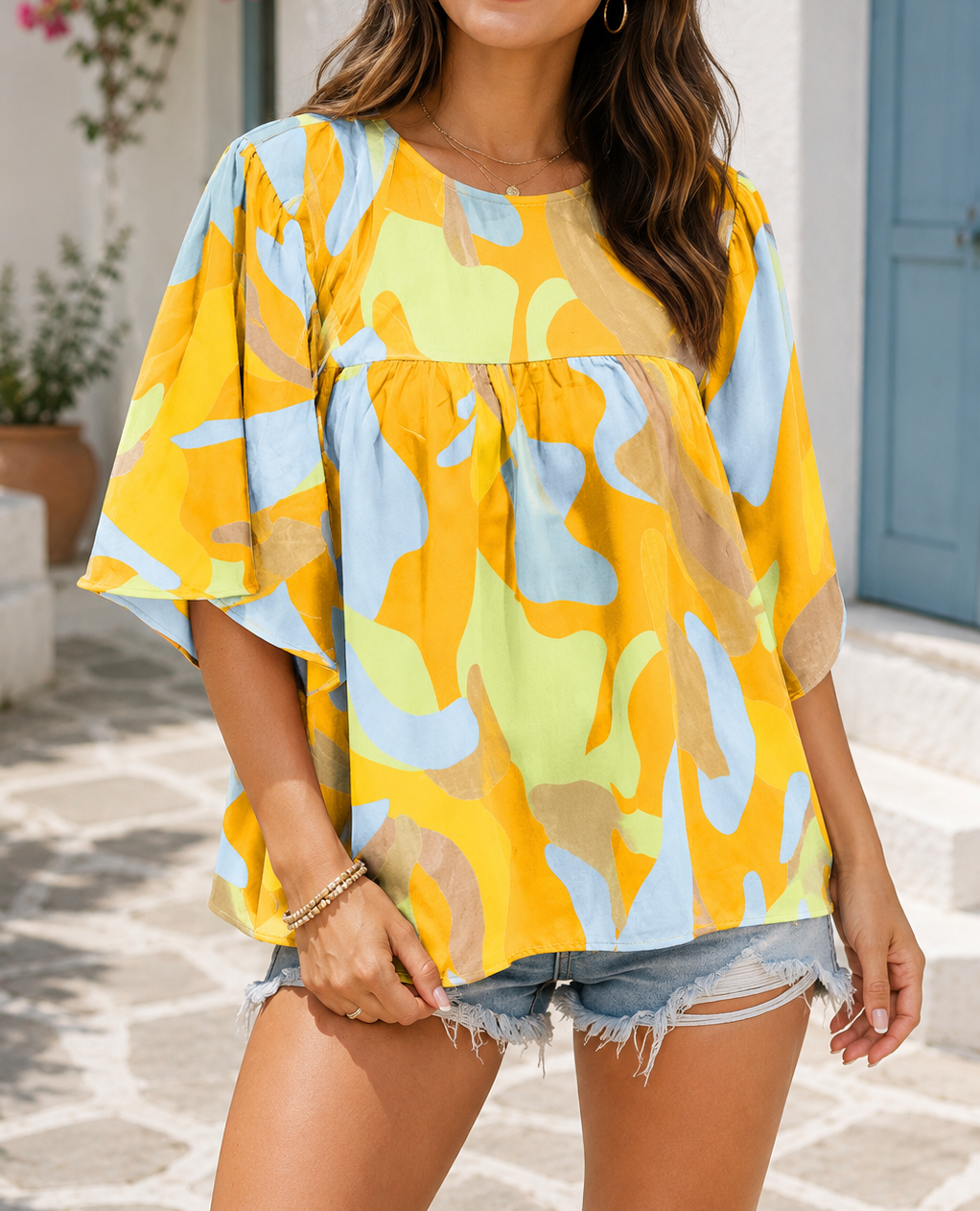 Orange Abstract Blouse