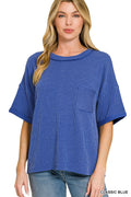 Raised- Rib Front Pocket Top Zenana RTS
